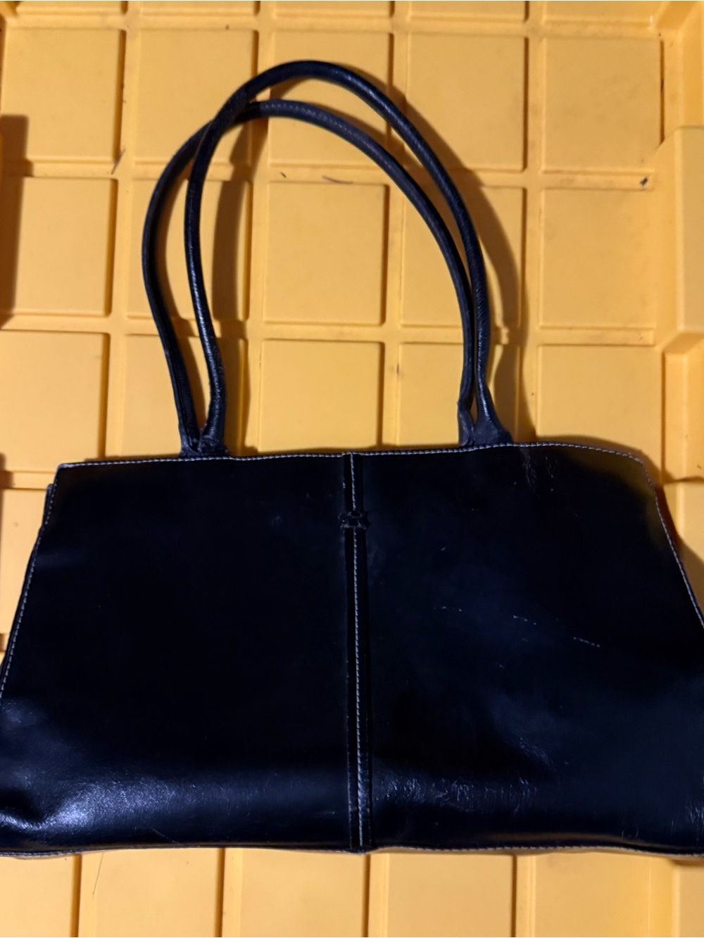 Classic Black Leather Tote Handbag